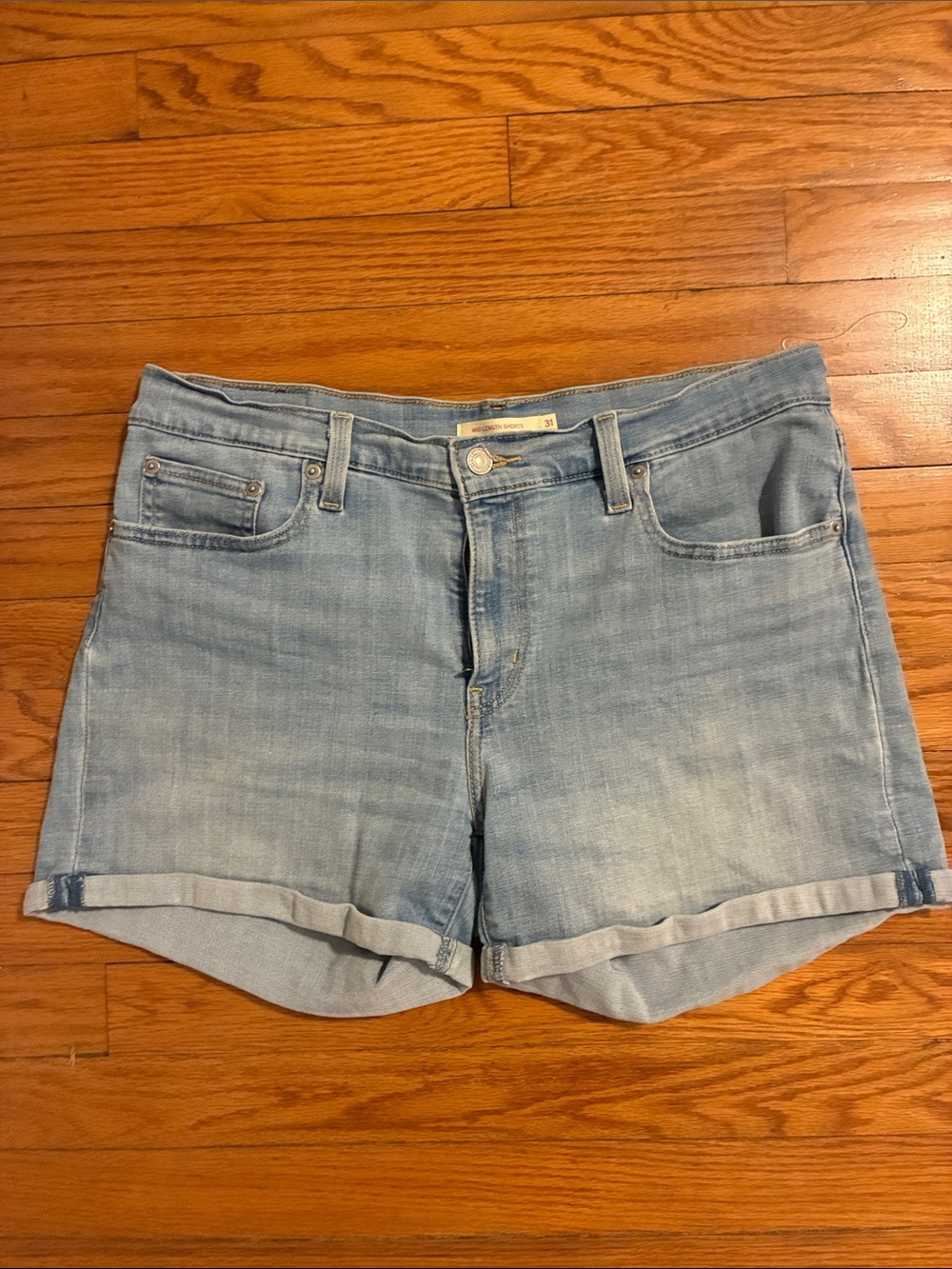 Levi's Light Wash Denim Rolled-Hem Shorts